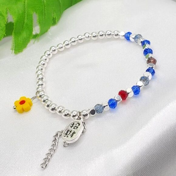 Brand New Blue & Silver Beads Lucky Bracelet - Picture 1 of 4